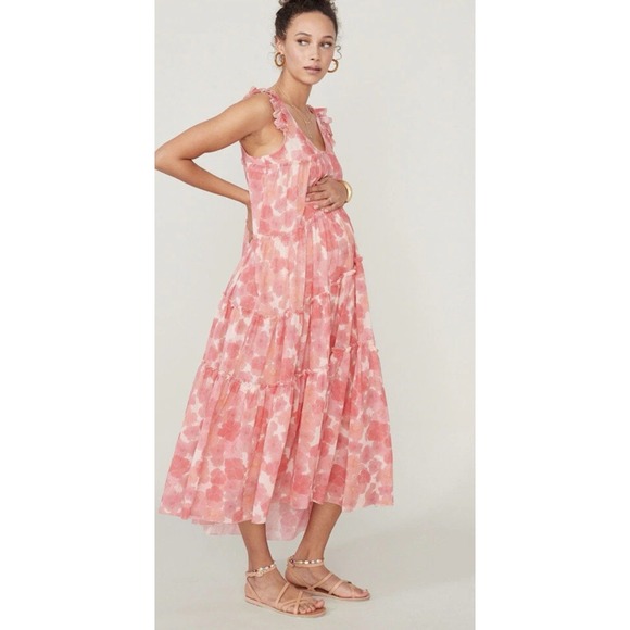 Hatch Dresses & Skirts - Hatch Maternity Silk Blend Floral Poppy Pink Anaelle Dress‎ Sz 1 US 4/6 #Z10-3